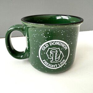 Old Dominion Novelty Coffee Mug Camp Style Ceramic Tea Cup Wide 14oz Green VG+
